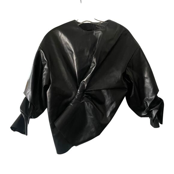 A.W.A.K.E. Mode Asymmetric Vegan Leather Top Black Avant Garde Size S - Picture 2 of 11